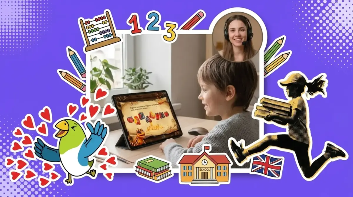 A child studying online with an Abakus teacher